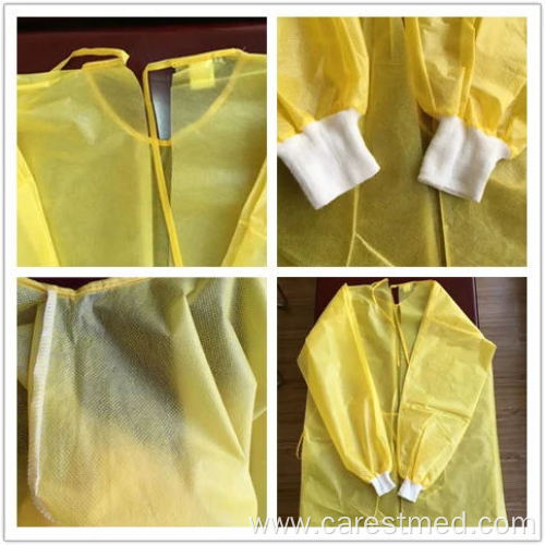 Yellow Isolation Gown with CE certificate PP+PE laminated